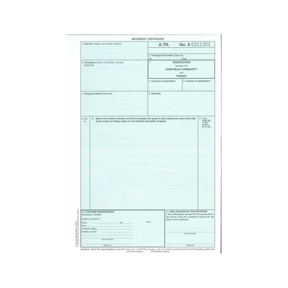 ATR Transportdocument