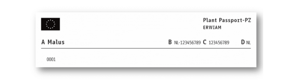 Plantenpaspoort etiket lang