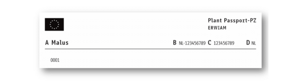 Plantenpaspoort etiket lang