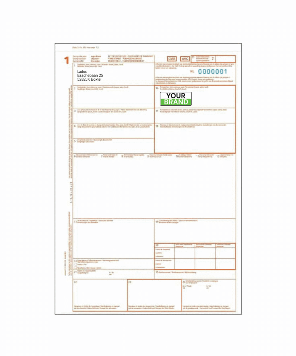 Gepersonaliseerde / bedrukte Transportdocumenten (Alle typen)