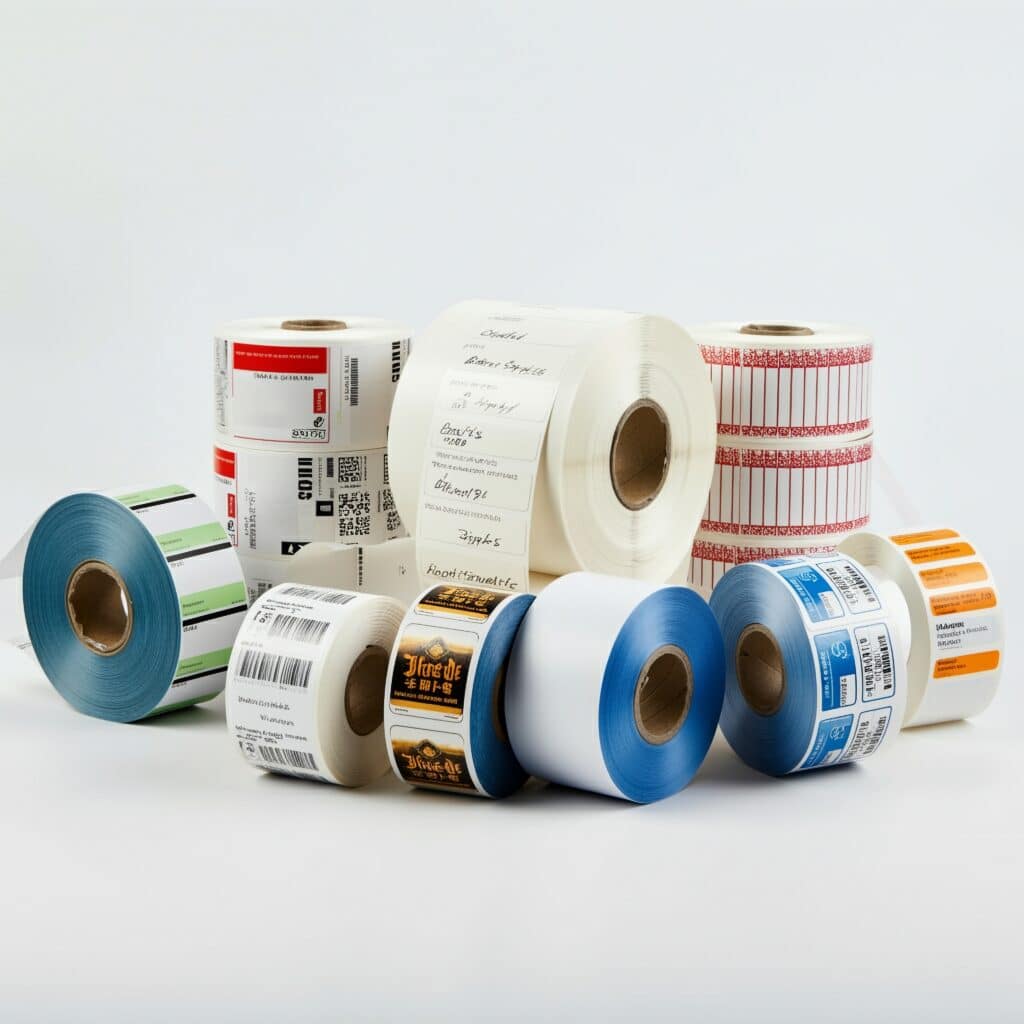 Rollen met verzendlabels, barcodelabels en productetiketten in verschillende uitvoeringen