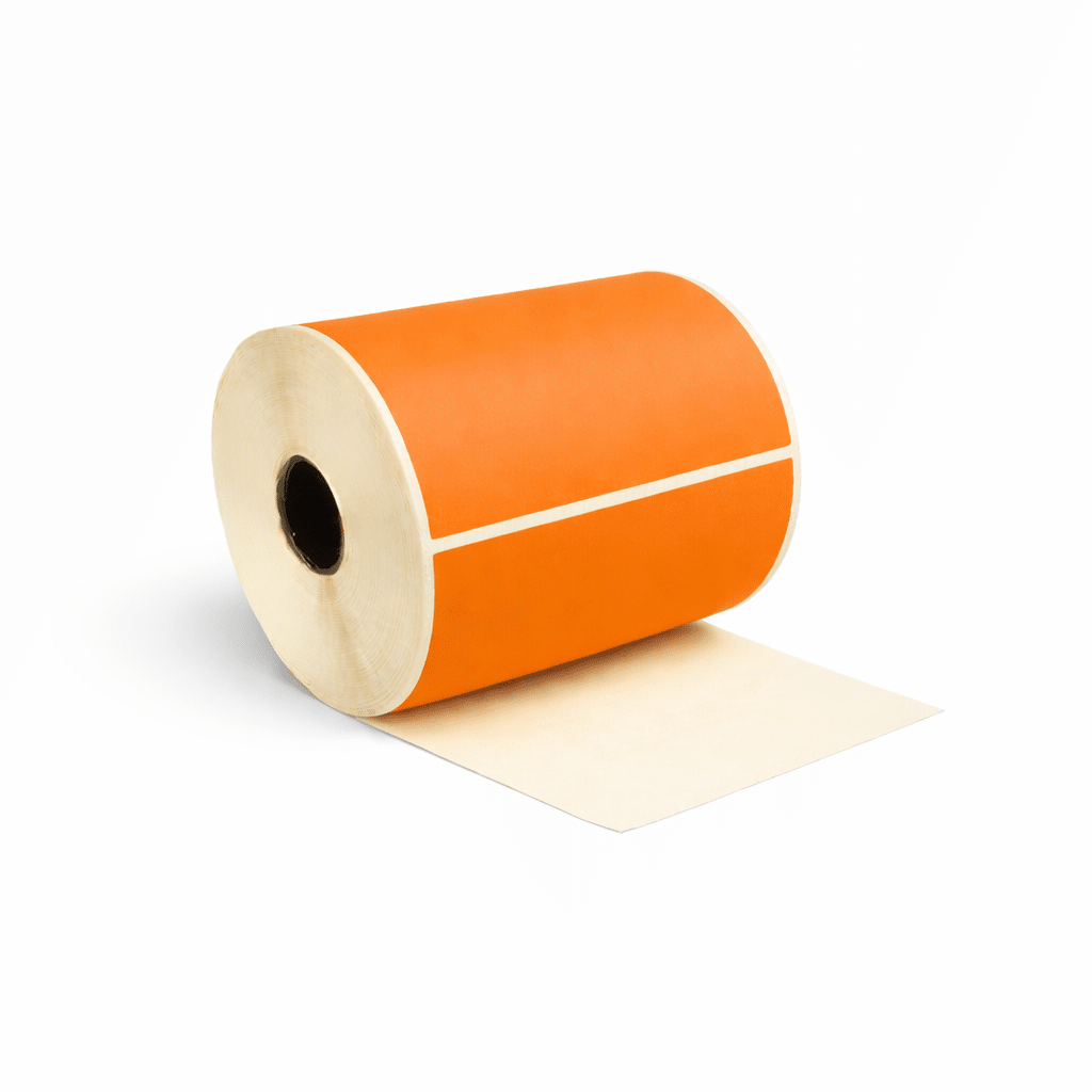 Thermische etiket, 150 mm x 102 mm Oranje, 500 etiketten per rol, kern 25 mm, Thermisch ECO, permanent