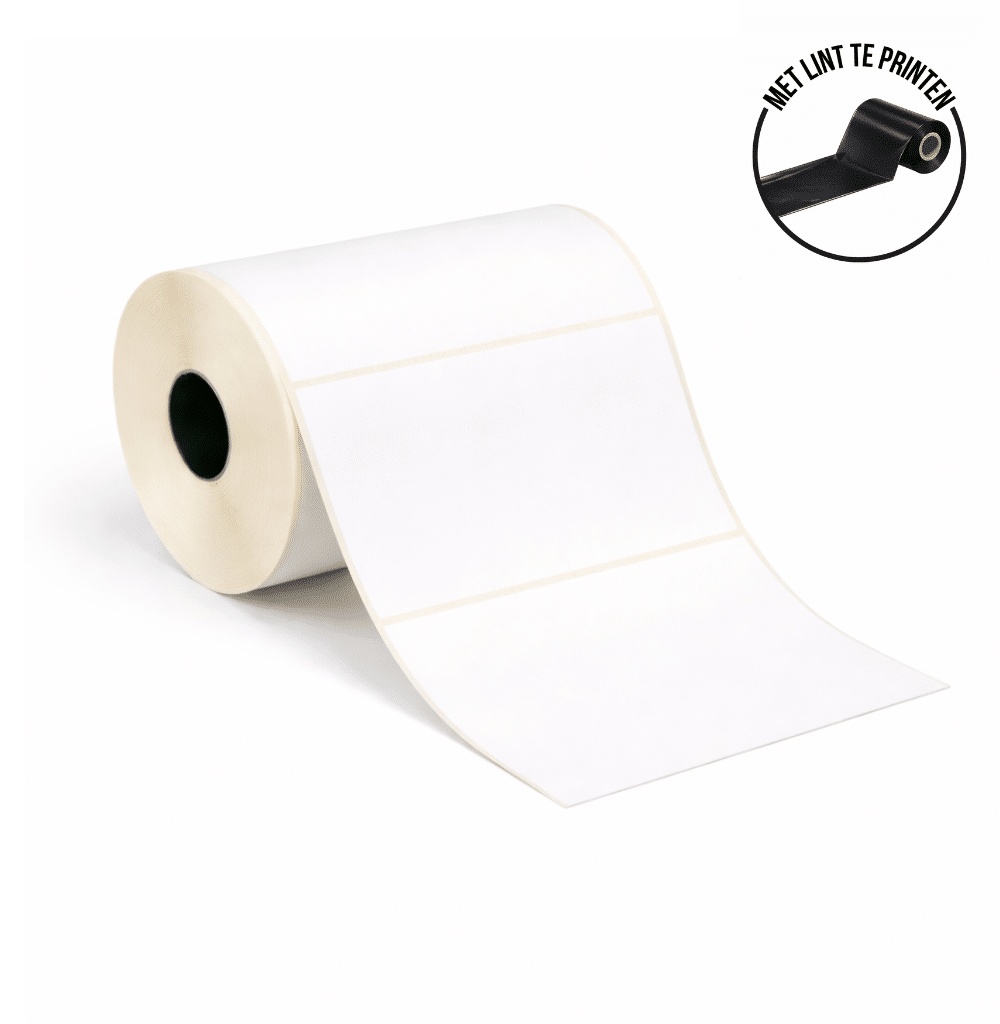 Vellum etiketten, 100 mm x 100 mm, 1500 per rol, kern 76 mm, wit, permanent