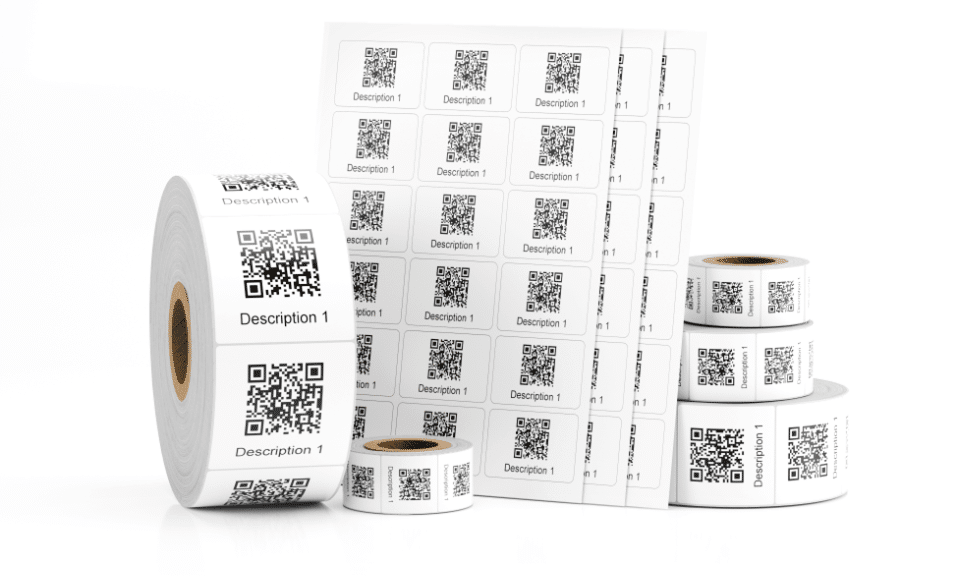 QR etiketten op rol en vel
