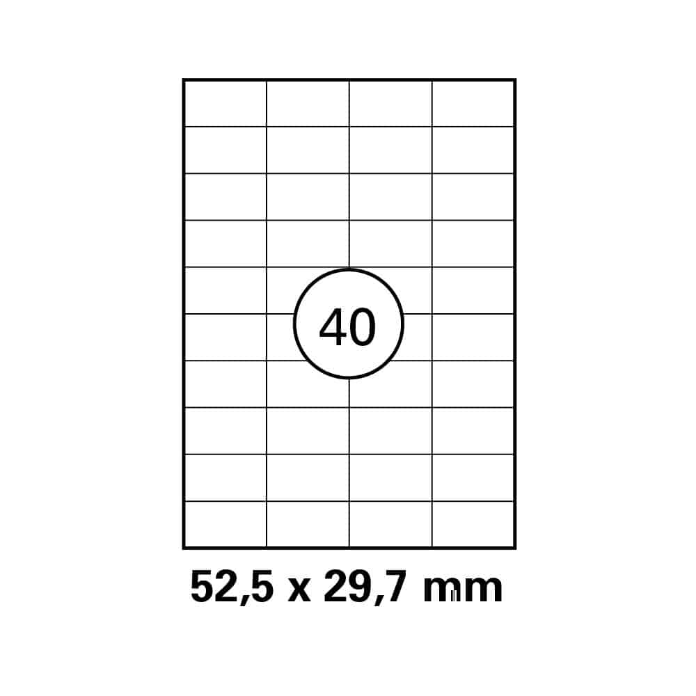 A4 stickervel 52,5 x 29,7 mm - 40 etiketten per vel