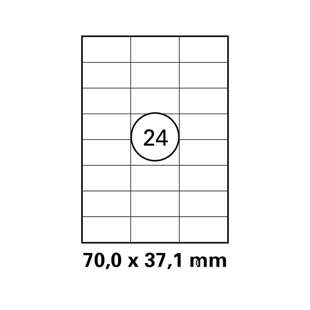A4 stickervel 70,0 x 37,1 mm - 24 etiketten per vel