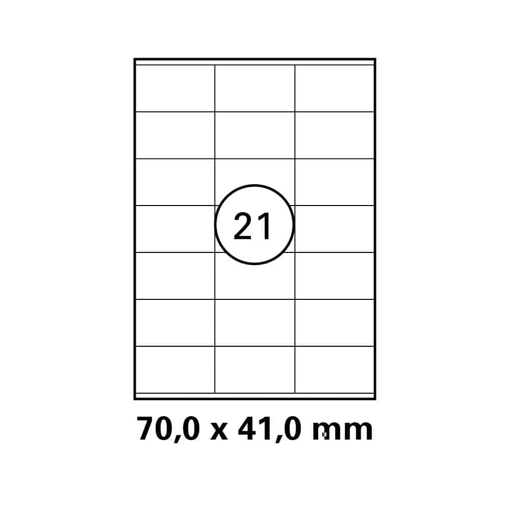 A4 stickervel 70,0 x 41,0 mm - 21 etiketten per vel