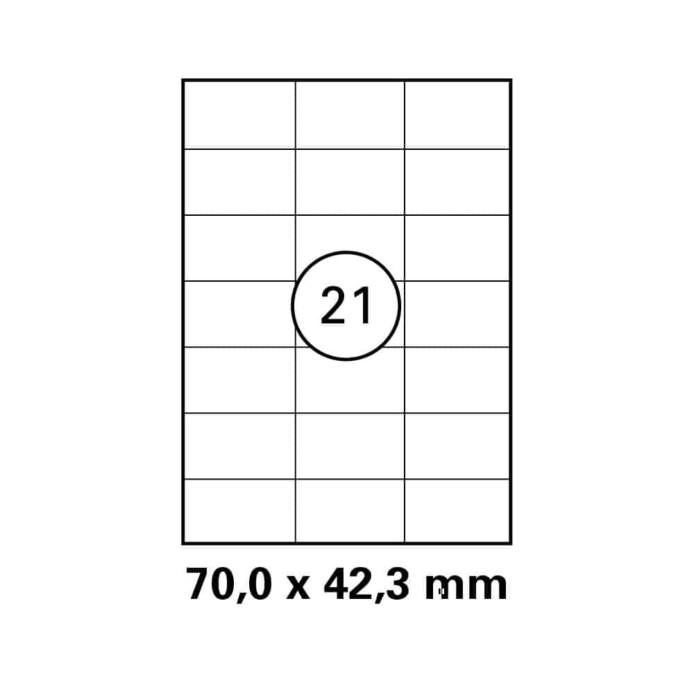 A4 stickervel 70,0 x 42,3 mm - 21 etiketten per vel
