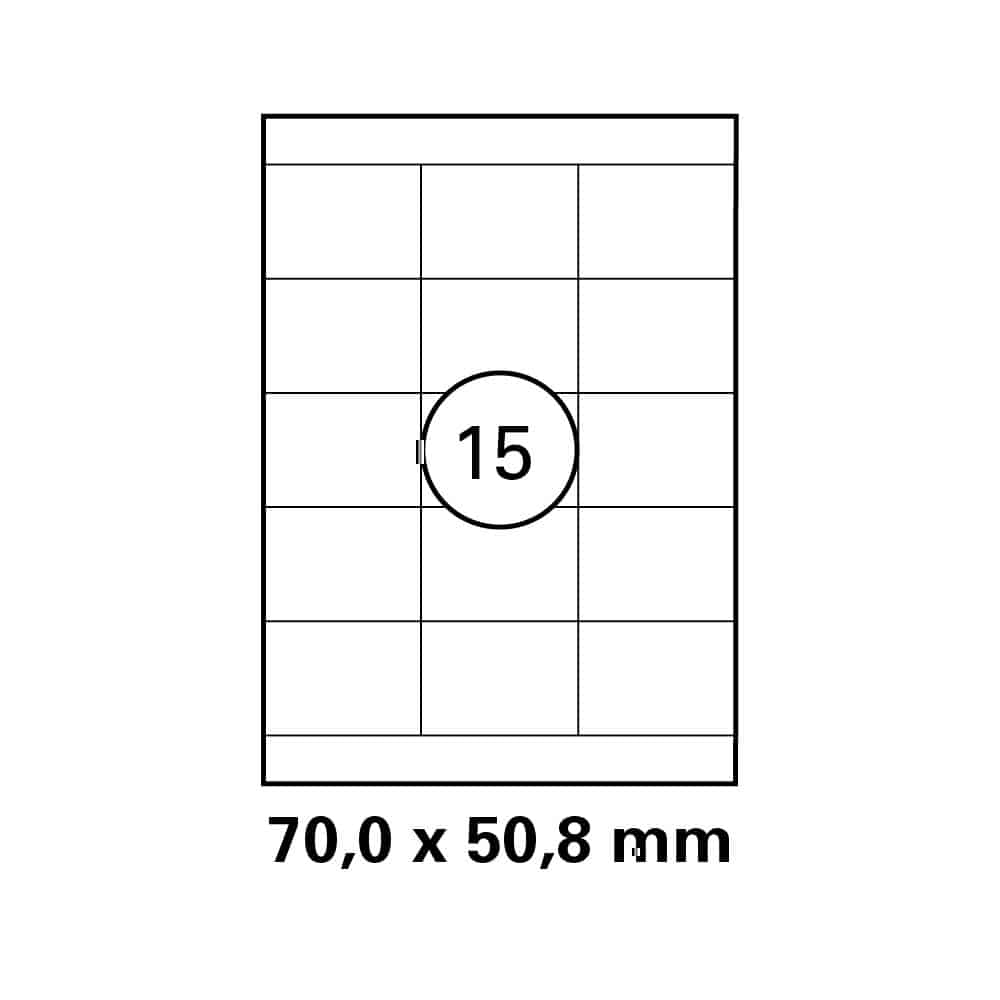 A4 stickervel 70,0 x 50,8 mm - 15 etiketten per vel