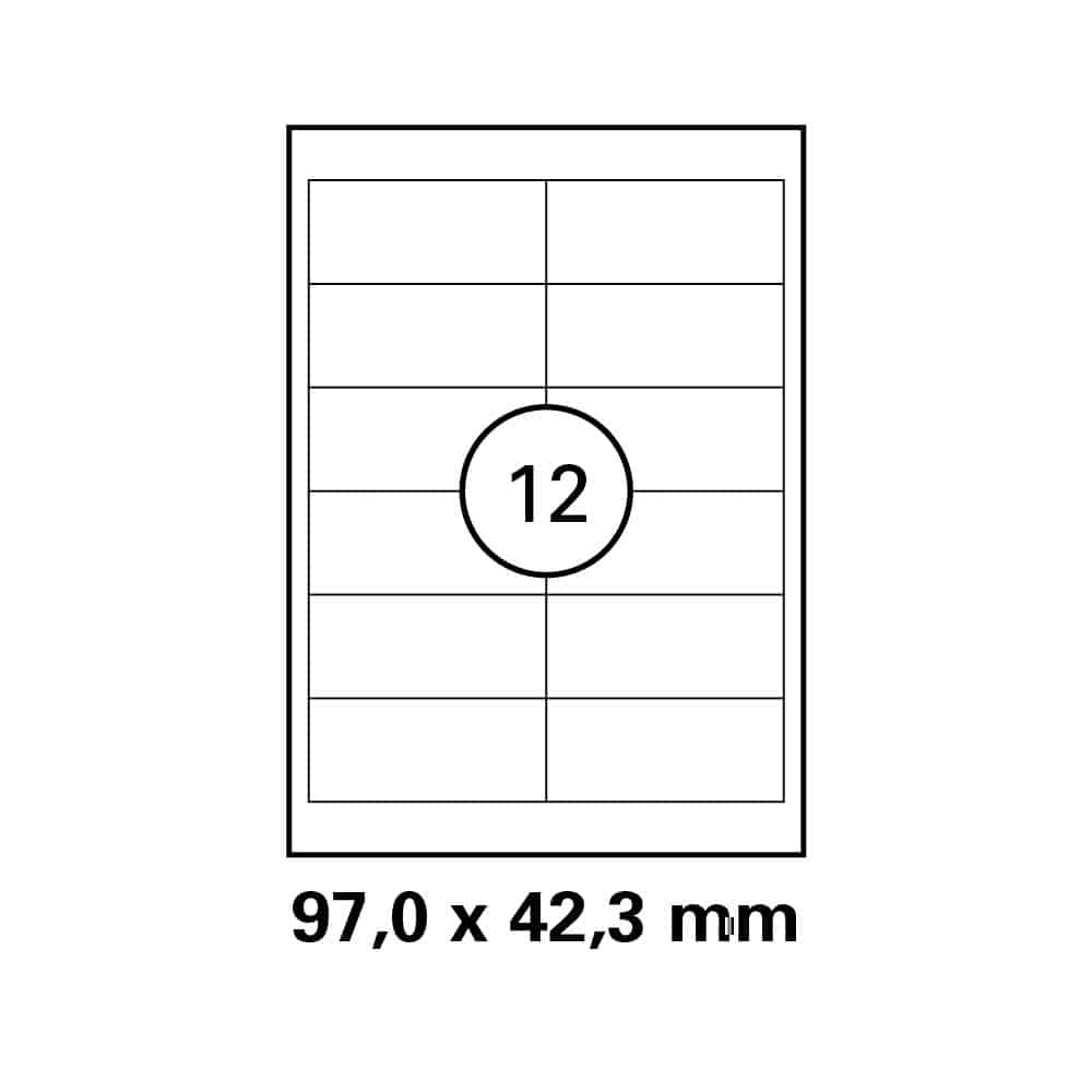 A4 stickervel 97,0 x 42,3 mm - 16 etiketten per vel