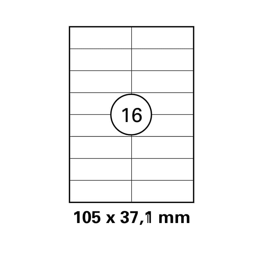 A4 stickervel 105,0 x 37,1 mm - 16 etiketten per vel