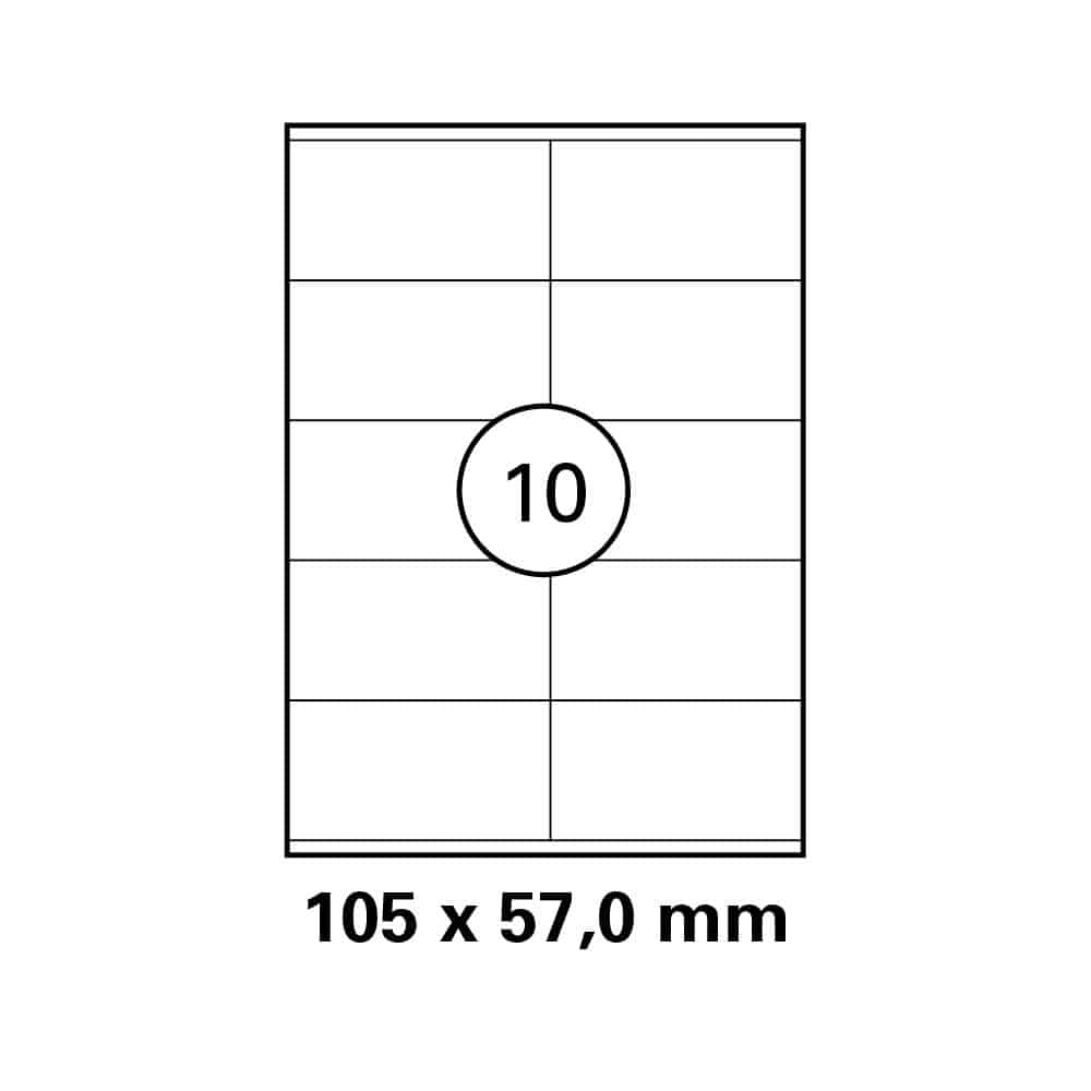 A4 stickervel 105,0 x 57,0 mm - 10 etiketten per vel