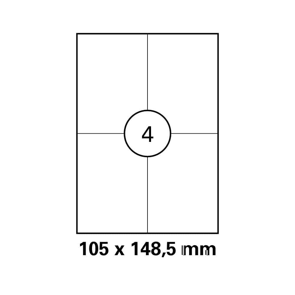 A4 stickervel 105,0 x 148,5 mm - 4 etiketten per vel