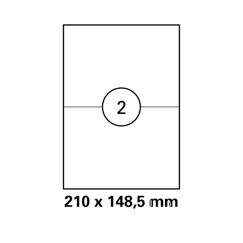 A4 stickervel 210,0 x 148,5 mm - 2 etiketten per vel