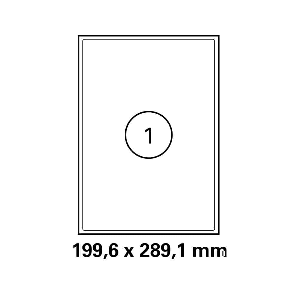 A4 stickervel 199,6 x 289,1 mm - 1 etiketten per vel