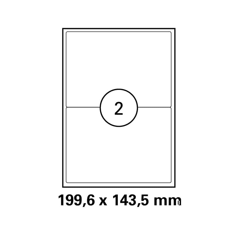 A4 stickervel 199,6 x 143,5 mm - 2 etiketten per vel