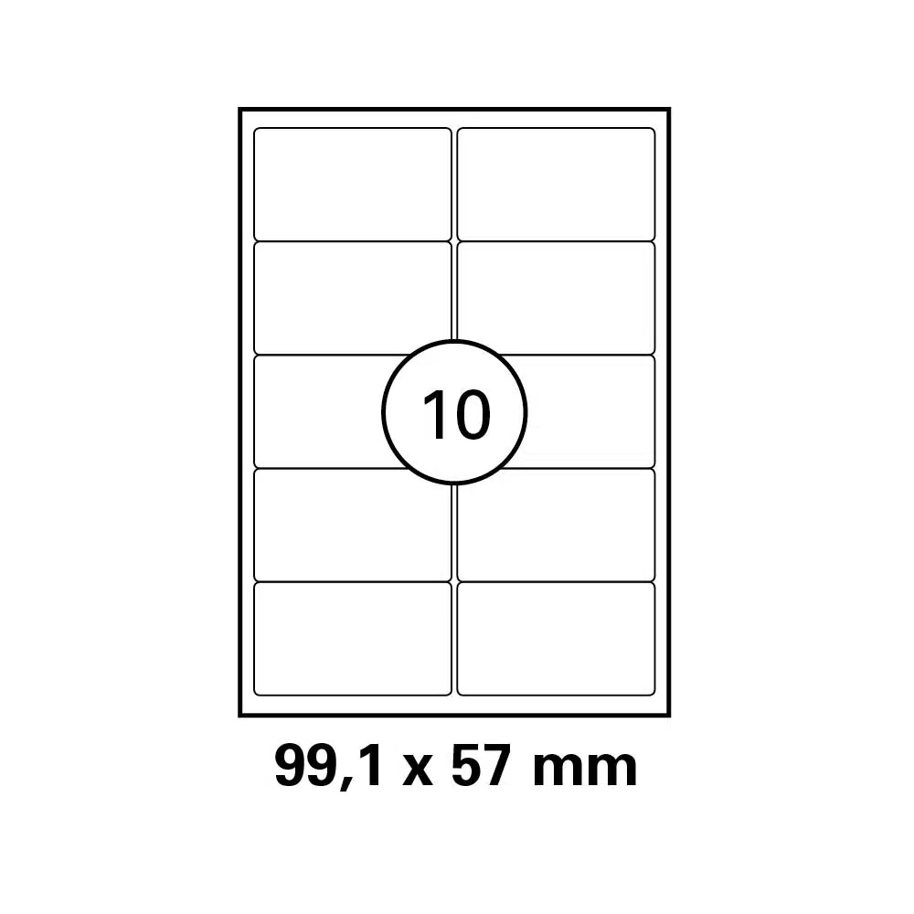 A4 stickervel 99,1 x 57,0 mm - 10 etiketten per vel