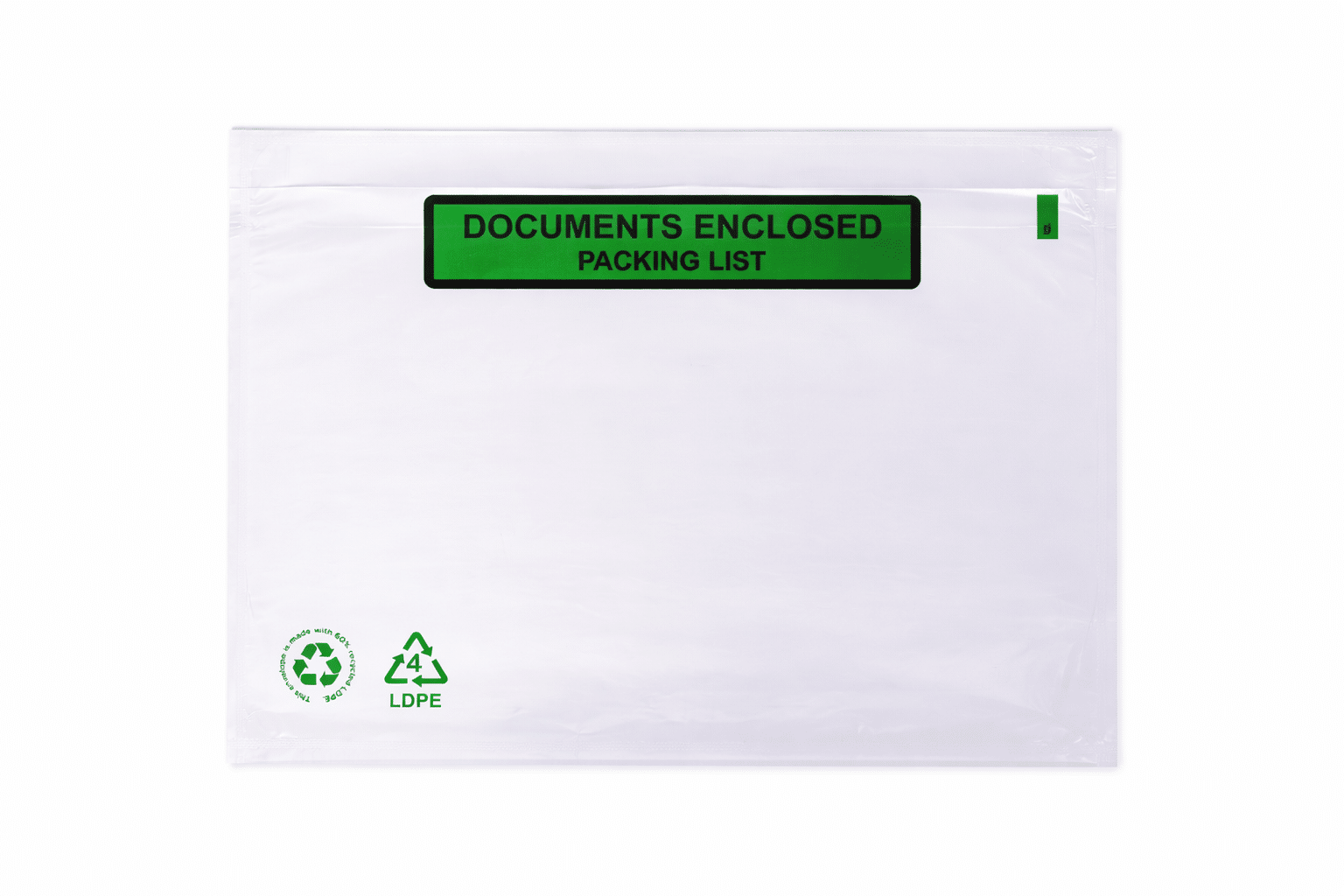 Paklijstenvelop C5 225 x 165 mm – LDPE (60% gerecycled) – Documents Enclosed / Packing List