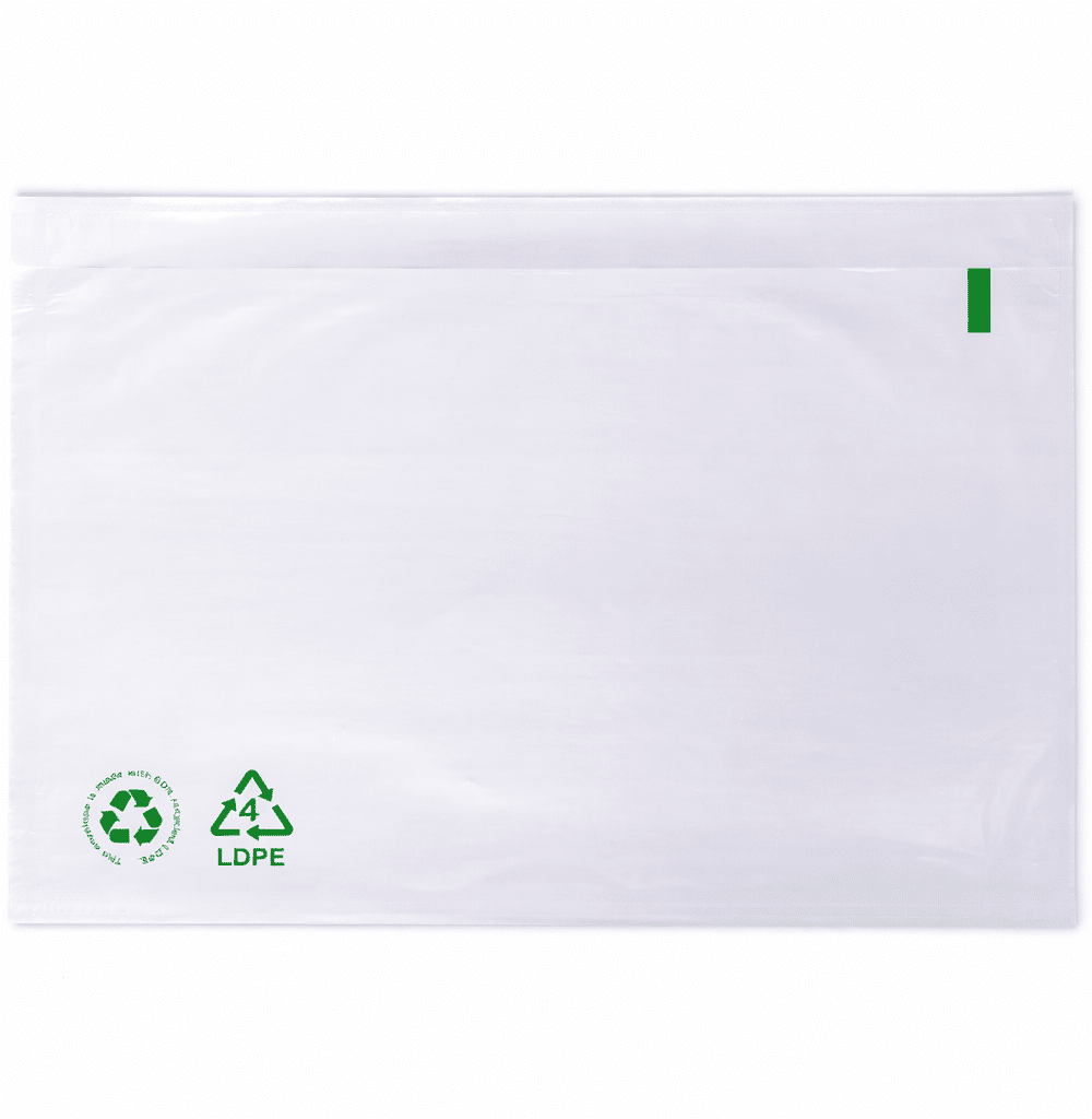 Paklijstenvelop C5 225 x 165 mm – LDPE (60% gerecycled) – Blanco