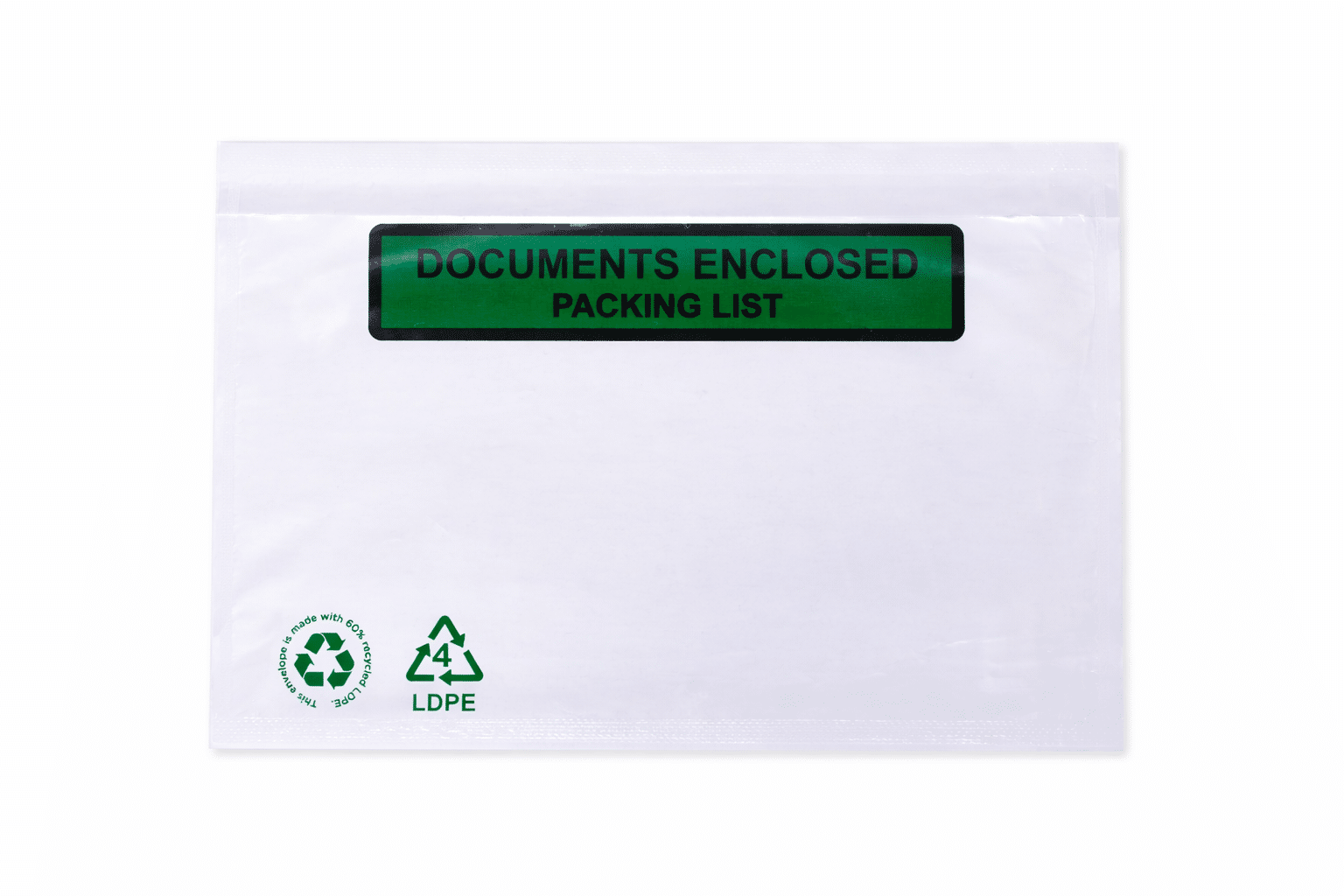 Paklijstenvelop C6 165 x 122 mm – LDPE (60% gerecycled) – Documents Enclosed / Packing List