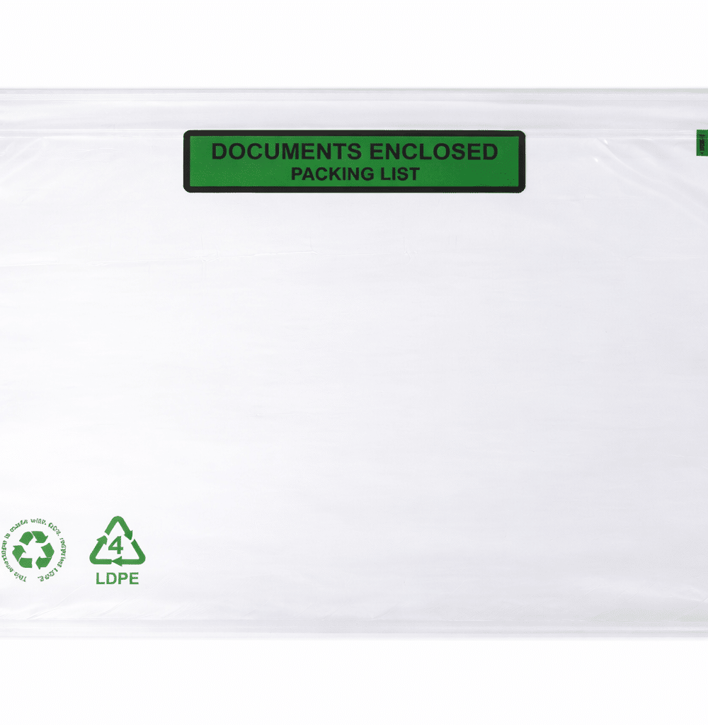 Paklijstenvelop C4 328 x 235 mm – LDPE (60% gerecycled) – Documents Enclosed / Packing List